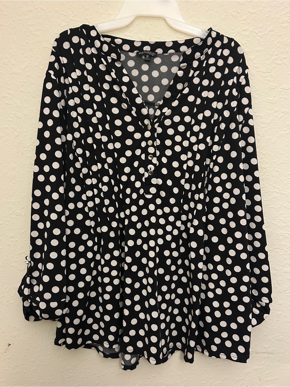 Ava & Grace Black and White Polka Dot Blouse